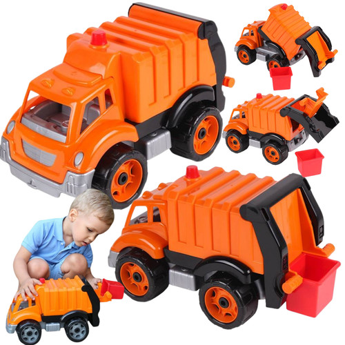 Großes auto orange müllwagen - großes,